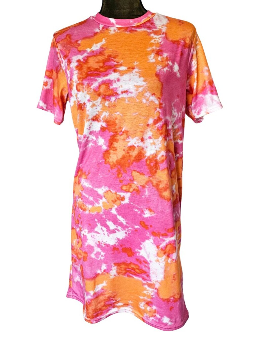 ✨Like New✨ PrettyLittleThing Orange Tie Dye T-Shirt Dress, Size 2
